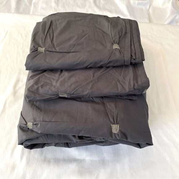 INK+IVY Masie Elastic Embroidered Gray Cotton FULL QUEEN Duvet Cover Set 3pc - Picture 7 of 10